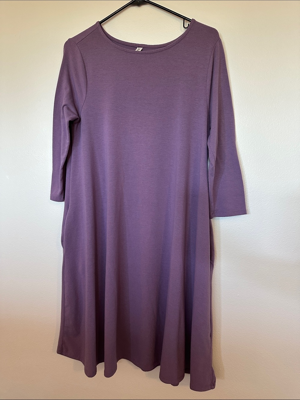 3/4 Sleeve A-Line Dress Purple